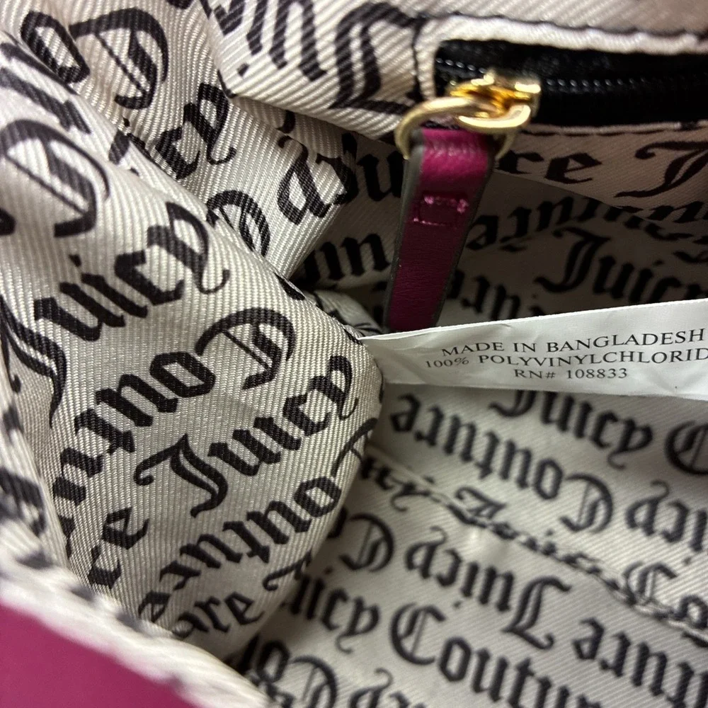 Juicy Couture Lovely Girl Shoulder Bag Purse Plum Berry Quilted Hearts Chunky‎